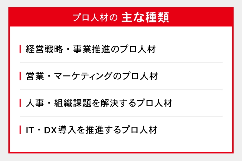 プロ人材の主な種類