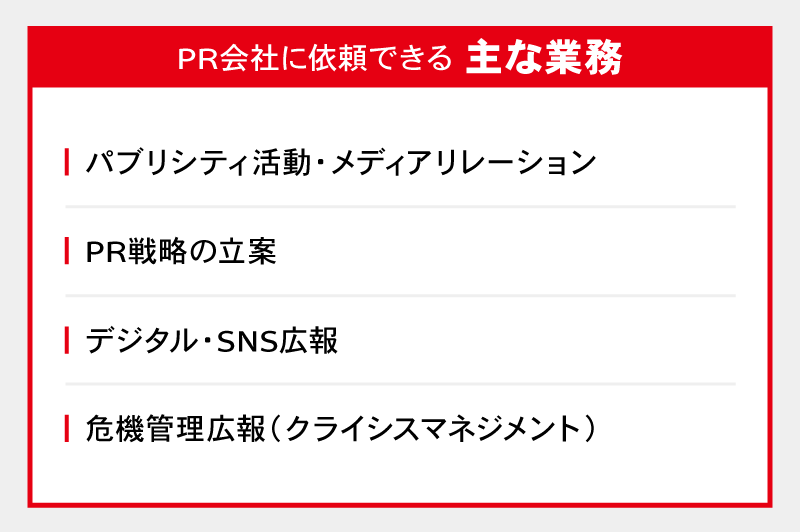 PR会社に依頼できる主な業務